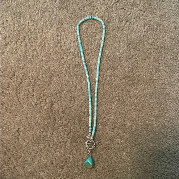 Silver and Turquoise nugget Necklace - Picture 4 of 4